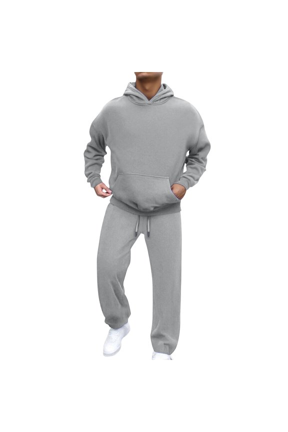 Men Fahion Outfit Formal Everyday Men’ s Suit Set with Solid Color Jacket and Trousers for Business and Events Light Gray M