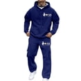 thumbnail image 1 of Valora Men Fahion Outfit Men's Casual Suit Set with Printed Jacket and Trousers for Everyday Outdoor Wear in Spring Autumn Winter Comfortable Style for Daily Leisure Blue XL, 1 of 5