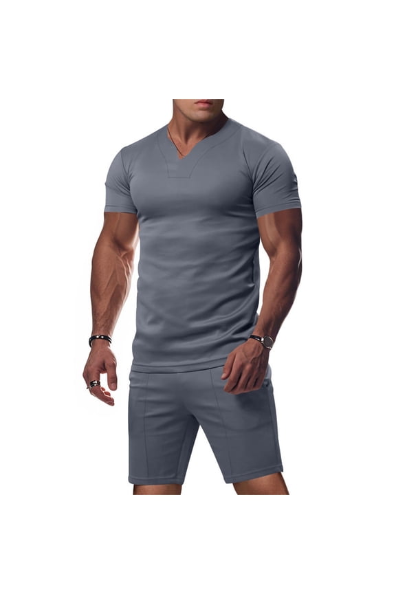 Men Fahion Outfit Men's Suiting Ensemble for Everyday Wear in Summer— Casual British Sports Jacket and Shirt Set for Modern Gentlemen Grey S