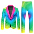 thumbnail image 1 of Valora Men Fahion Outfit Men's Suits Printed Rainbow Long Sleeve Coat and Pants TwoPiece Set for Holiday Parties and Events Light Blue L, 1 of 6