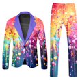 thumbnail image 1 of Valora Men Fahion Outfit Men's Suits Printed Rainbow Long Sleeve Coat and Pants TwoPiece Set for Holiday Parties and Events Orange 2XL, 1 of 6