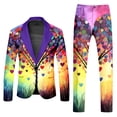 thumbnail image 1 of Valora Men Fahion Outfit Men's Suits Printed Rainbow Long Sleeve Coat and Pants TwoPiece Set for Holiday Parties and Events Yellow 2XL, 1 of 6
