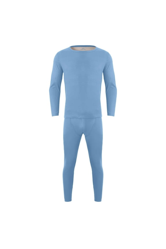 Men Fahion Outfit Men's Suits Velvet DoubleSided Thermal Underwear for Autumn Wear Includes Trousers Blue L