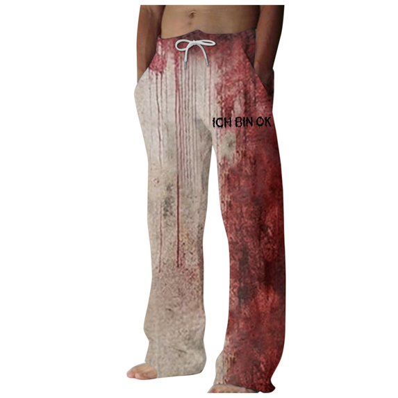 Valora Men Halloween Casual Pants Loose Comfortable Printed Trousers Purple L