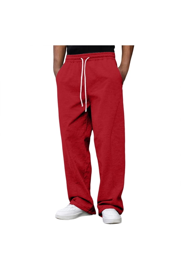 Men Pants Casual Loose Fit Sports Trousers For Everyday Wear Comfortable Versatile Athletic Pants Ideal For Relaxed Outings And Daily Leisure Red 3XL
