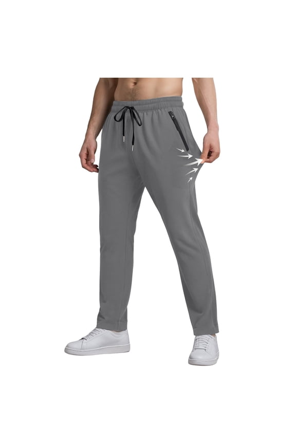 Men Casual Long Elastic Legging Floral Print Waistband Daily Sanitary Sweat Pant Gray 3XL