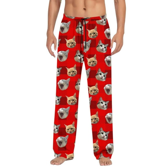 Valora Men Pants Men Casual Pants for and Women with Pockets Comfortable Trousers for Everyday Wear and Relaxed Fit Fashionable Cat Pet Print Design Red M