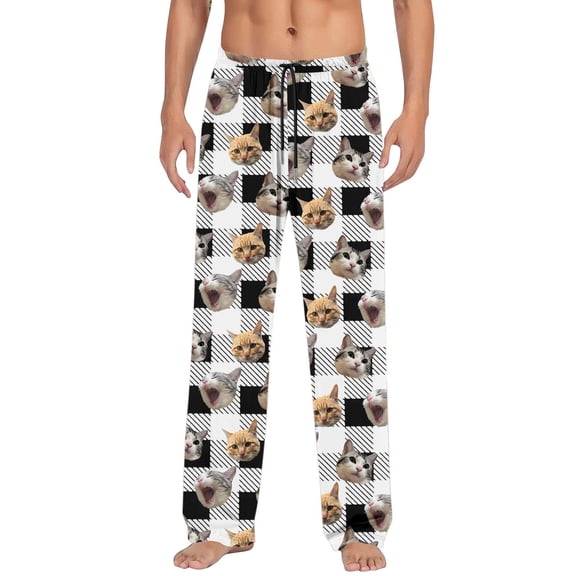 Valora Men Pants Men Casual Pants for and Women with Pockets Comfortable Trousers for Everyday Wear and Relaxed Fit Fashionable Cat Pet Print Design White S