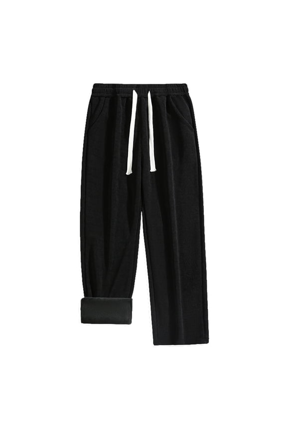 Men Pants Men s Casual Pants | Autumn Winter Corduroy Loose Straight Leg Wide Leg Solid Color Casual for Black 3XL