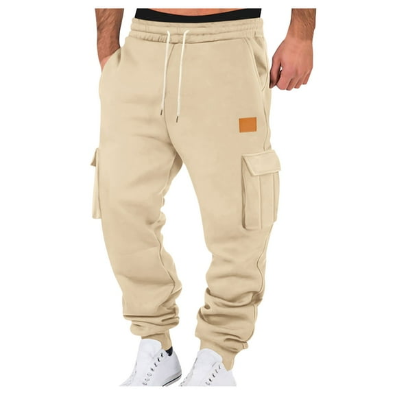 Valora Men Pants Men's Casual Pants - Comfortable Woven Fabric with Solid Color Design and Hidden Pocket Label for EverydayWear Khaki XL