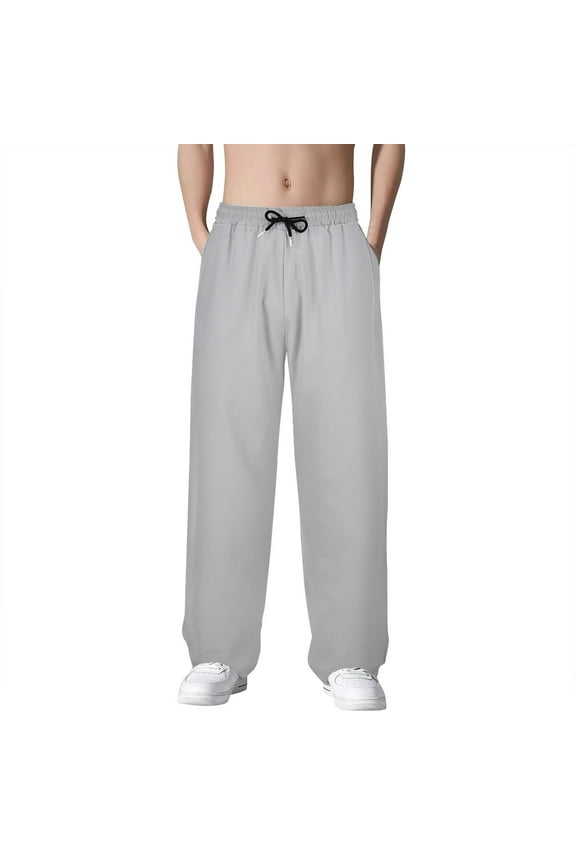 Men Pants Men's Casual Pants - Loose Fit Jogging Trousers For Running Workout Training With Deep Pockets Grey XL