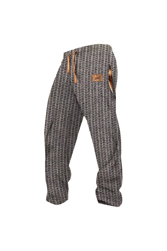 Men Pants Men's Casual Pants - Retro Printed Fashionable Loose Fit Business Everyday Comfort with Versatile Styling for Men Grey L