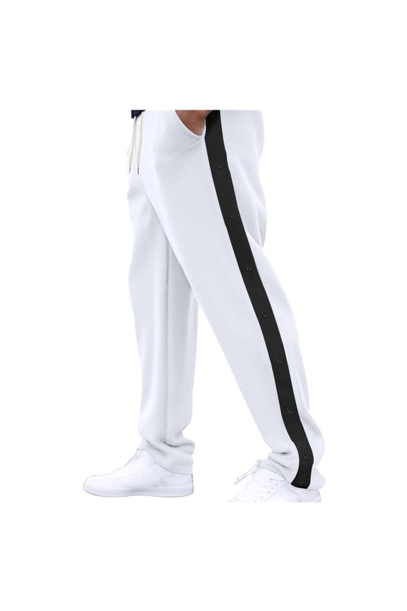 Men Pants Men's Casual Pants for Everyday Wear In Patchwork Design With Drawstring Pockets Comfort Fit White XL