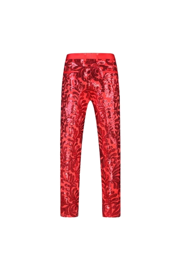 Men Pants Men's Casual Trousers for Everyday Wear with High Shine Finish Slim Fit Smart Pants for Business and Evening Events Red L