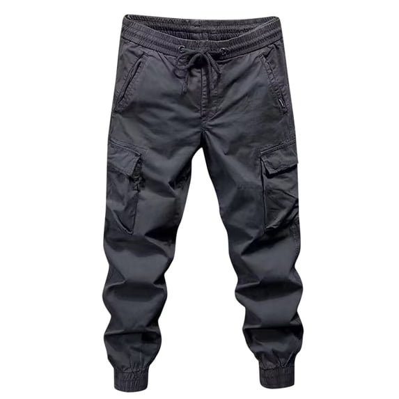 Valora Men Pants Mens Casual Pants Mens Fashion Joggers Sports Casual Cargo Pocket Hiking Trousers Men Long Grey 4XL