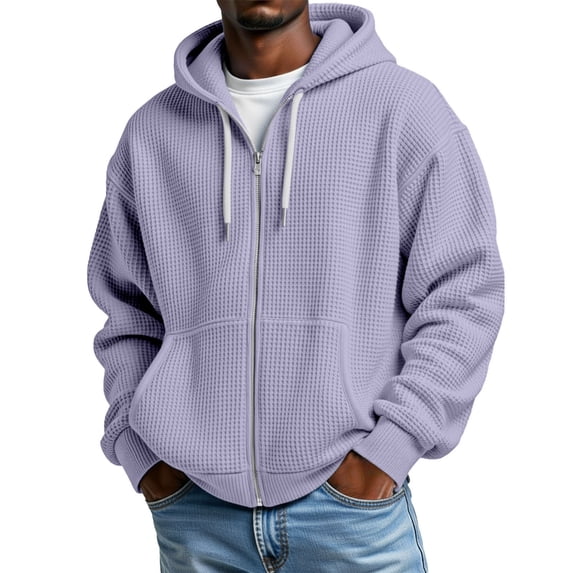 Valora Men Sweatshirt Knit Zip Up Hooded Sweatshirt for Everyday Casual Wear with Soft Lined Interior Cozy Front Pockets Versatile Outdoor for Spring Fall Winter Comfort Light Purple 5XL