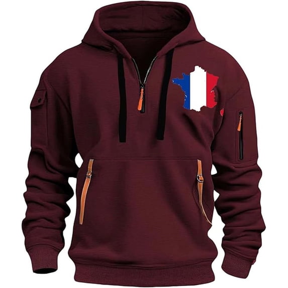 Valora Men Sweatshirt Men's Casual Hoodie Sweatshirt Loose Fit Pullover with Print Design for Autumn Winter Daily Wear Comfortable Streetwear Meets Everyday Style Red S
