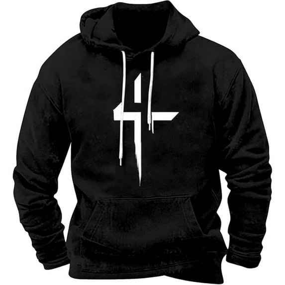 Valora Men Sweatshirt Men's Hoodies Sweatshirts Front Print Sportswear Hooded Top for Everyday Comfort and Sporty Style Black M