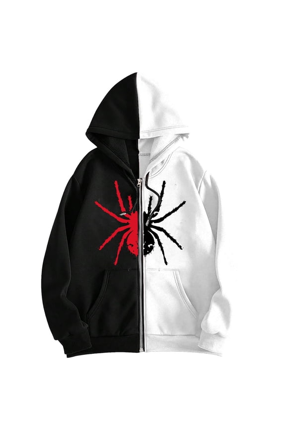 Men Sweatshirt Men's Hoodies Sweatshirts Product Title Zip Up Oversized Hooded Jacket with Gothic Graphic and 90s Punk Streetwear Vibe White 3XL