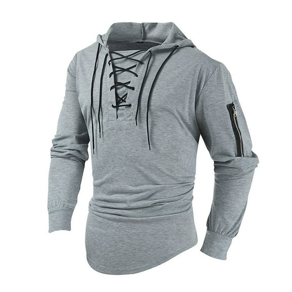 Valora Men Sweatshirt Mens Hoodies and Sweatshirts Casual Solid LaceUp Hooded Long Sleeve Sweater for Spring and Autumn Men Gray 1 XL
