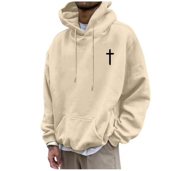 Valora Men Sweatshirt Product category Men's Hoodies Sweatshirts | Men’ s Hooded Sweatshirt Casual Pullover for Daily Wear and Outdoor Activities with Print and Comfort Beige S