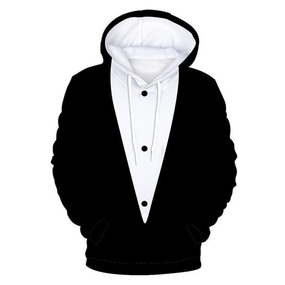 Valora Men Winter Outfit Men's Hoodies Sweatshirts Product Title 3D Suit Hoodie for Men | Tuxedo Design Funny Hoodie for Birthday Party | Classic Humorous Hooded Sweatshirt Watermelon Red S