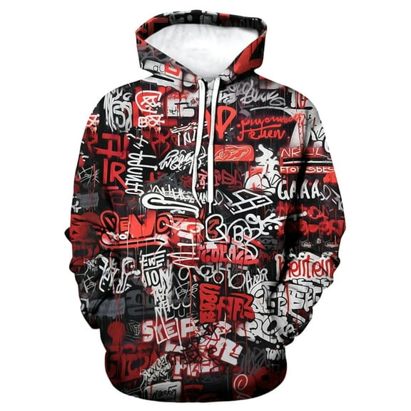Valora Men Winter Outfit Printed Hoodie Sweatshirt for Everyday Wear – Casual Comfort Classic Fit with Graphic Design for Outdoor Activities and Weekend Style in Men’s Apparel Red S