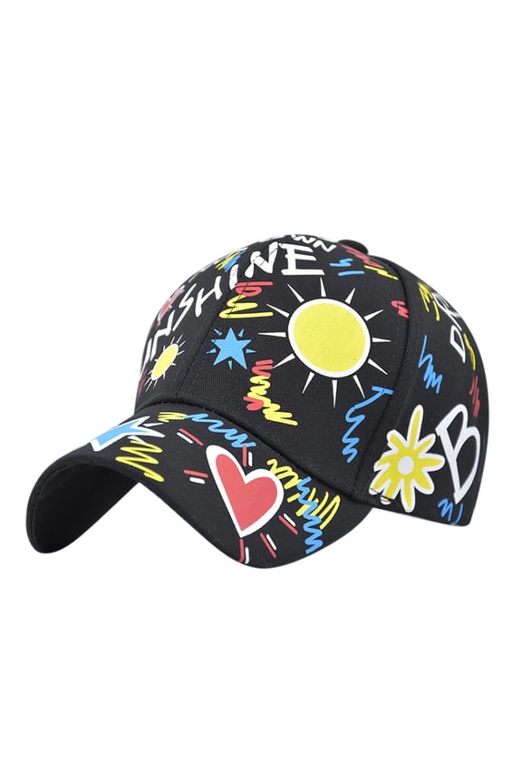Men Women Casual Youth Letters Colorful High Street Cap Baseball Visor Black