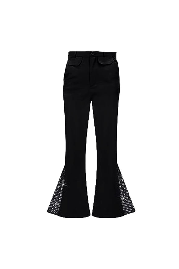 Men's Casual Pants Flare Tlares Casual Trousers for Everyday Wear Black M