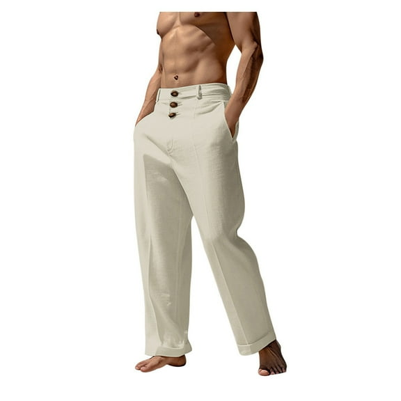 Valora Men's Casual Pants | Men's Spring And Summer Hop Breathable Loose Casual Sandbeach Sports Pants Khaki S