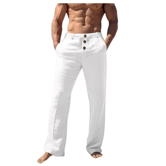 Valora Men's Casual Pants | Men's Spring And Summer Hop Breathable Loose Casual Sandbeach Sports Pants White S