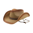 thumbnail image 1 of Valora Men's Cowboy Straw Panama Hat Wide Brim Beach Sun Cap Summer Travel Outdoor Fashion Gold, 1 of 1
