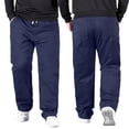 thumbnail image 1 of Valora Men's Stretchy Comfort Fit Casual Trousers with High Rise Elastic Waistband Loose Straight Leg for Seasonal Everyday Wear Blue 6XL, 1 of 4