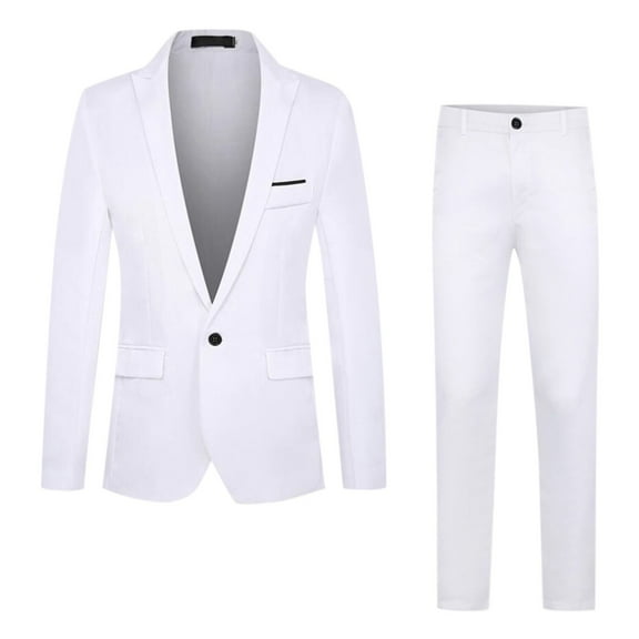 Valora Men's Suit Explore Modern Business and Fashion Slim Fit Color Classic Leisure Two Piece Set for Versatile White 2XL