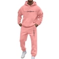 thumbnail image 1 of Valora Men's Suits Casual Solid Two Piece Hooded Sports Set for Everyday Comfort Lightweight Jogger with Pockets Watermelon Red 3XL, 1 of 5