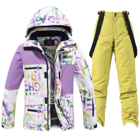 Valora Men's Suits Men And Women Ski Wear Winter Windproof Hooded Jacket And Pants Suitable For Casual Outdoor Ski Wear Yellow S