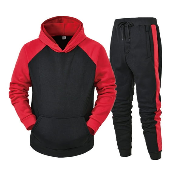 Valora Men's Suits Product Classification and Title Autumn Winter Set with Leisure Zipper Sweatshirt and Trousers Sports Suit Red XL