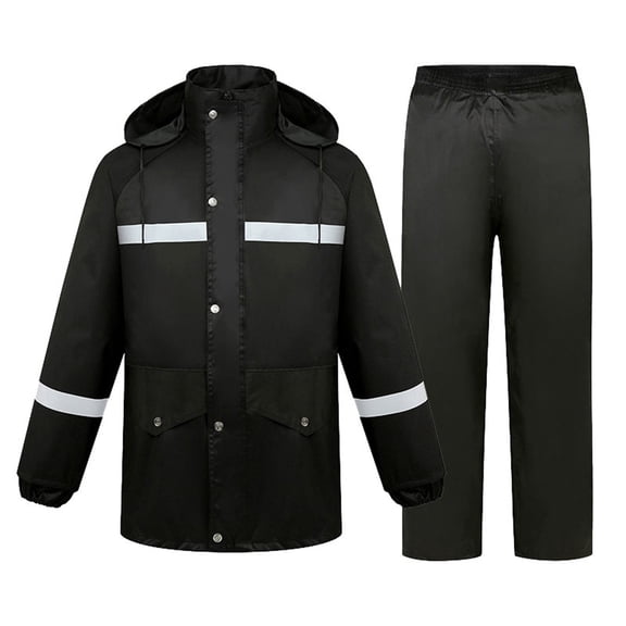 Valora Men's Two Tier Rain Suit with Jacket and Pants for High Visibility Weather Rain Gear for Outdoor Work and Travel Black 1 3XL