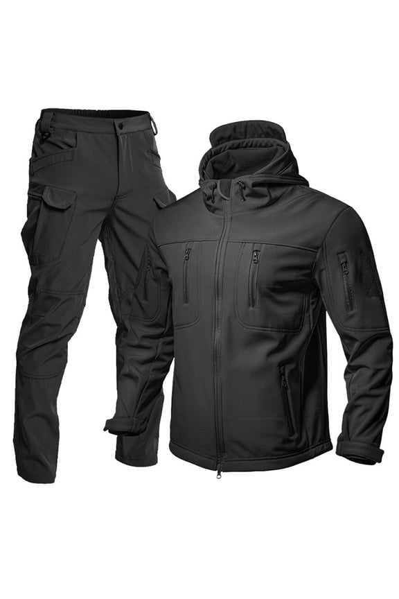 Men's Winter Suit Outdoor Windproof Lined Jacket With Pocket Design Slim Fit for Daily Casual Outdoor Use in Cold Weather Platform Competitive Analysis Black 3XL