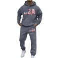 thumbnail image 1 of Valora Menswear Two Piece Set Featuring Letter Graphic Hooded Sweatshirt and Matching Drawstring Trousers for Everyday Casual Wear Grey L, 1 of 5