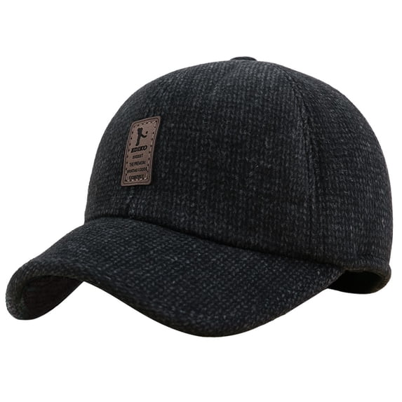 Valora Outdoor Winter Baseball Cap with Earflap for Men Running Style Black Black