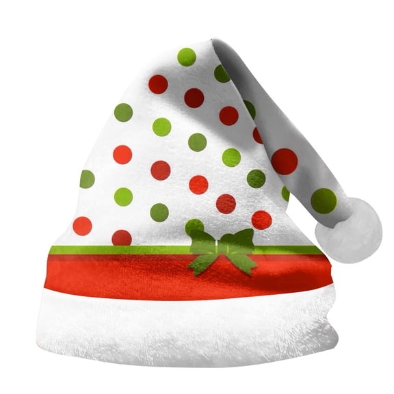 Valora Printed Santa Hat with Thick Unisex Kids Adults Festive Party Accessory Double Winter Cap Red