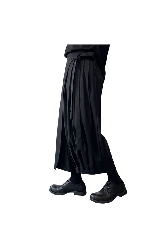 Product Category Men's Casual Pants | Timeless Retro Dark Wide Leg Culottes for Modern Everyday Wear Black XL