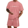 thumbnail image 1 of Valora Product Category Men's Suits Two Piece Sets for Men All Print Short Sleeve Tee and Quarter Pant Set – Modern Casual for Everyday Wear Watermelon Red XS, 1 of 5