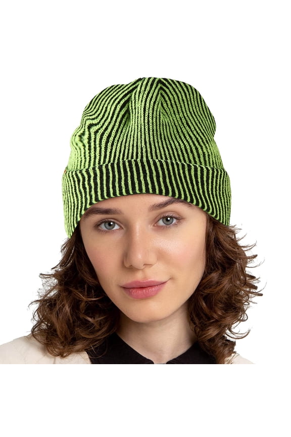 Striped Knitted Winter Outdoor Woolen Hat European Acrylic Men Women Riding Ear Warm Curling Cap Yellow