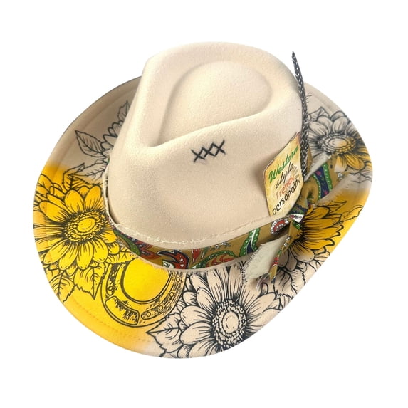 Valora Stylish Western Cowboy Hat For Men And Women Wide Brim Fedora With Beaded Band Classic Outdoor Country Fashion Accessory White
