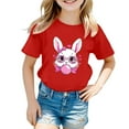 thumbnail image 1 of Valora Teen Easter Bunny Print Casual Tee for Girls Round Neck Short Sleeve Soft Top Red 10-11 Years, 1 of 3