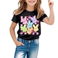 thumbnail image 1 of Valora Easter Graphic Tennis Tees For Kids Featuring Holiday Themed Prints For Festival Celebrations Family Parties In Everyday Play Black 12-13 Years, 1 of 4