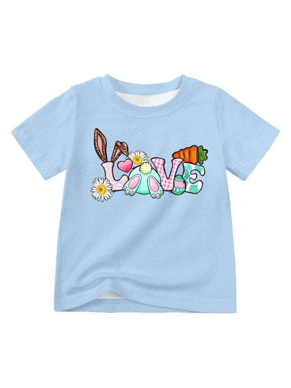 Teen Girls Tops for Teens and Kids Short Sleeve Easter Print T Shirt Child Tops for Boys and Girls Seasonal Tee Comfortable Everyday Wear Blue 11-12 Years