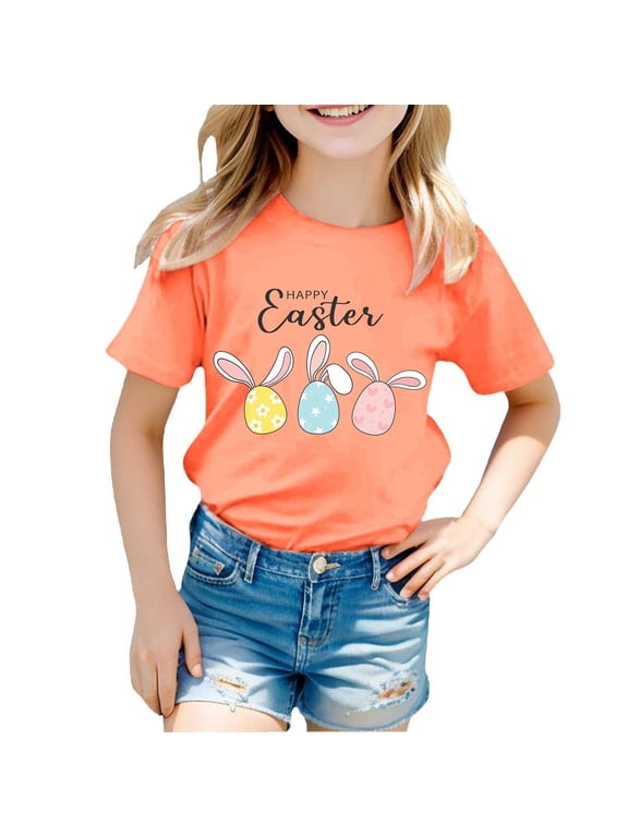 Teen Girls Tops Tees Shirts Product Title Children's Fashion Easter Theme Printed T Shirt Casual Comfortable Top for Boys and Girls Rose Gold 10-11 Years